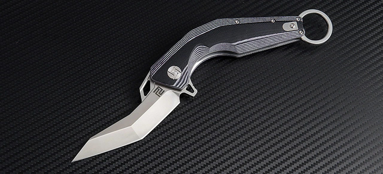 Artisan Cobra ATZ1811PBGC, 3" D2 Plain Blade, Curved Black/White G-10 Handle 1 Artisan Cobra ATZ1811PBGC, 3" D2 Plain Blade, Curved Black/White G-10 Handle