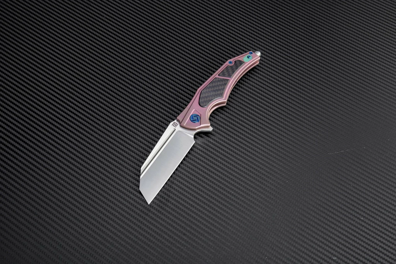 Artisan Apache ATZ1813GREM, 3.82" M390 Plain Blade, Rose Titanium/Carbon Fiber Handle 1 Artisan Apache ATZ1813GREM, 3.82" M390 Plain Blade, Rose Titanium/Carbon Fiber Handle