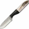 Anza Fixed Blade AZ81E, 2 1/4 In Carbon Steel Plain Blade, Stag/Wood Handle