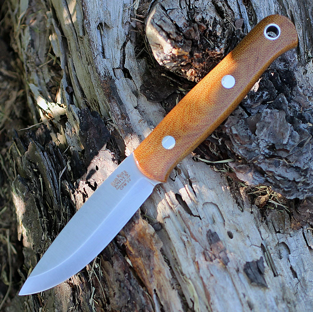 Bark River 023MNC Ultra-Lite Bushcrafter, 3.25" CPM 3V Plain Blade, Natural Canvas Micarta Handle 1 Bark River 023MNC Ultra-Lite Bushcrafter, 3.25" CPM 3V Plain Blade, Natural Canvas Micarta Handle