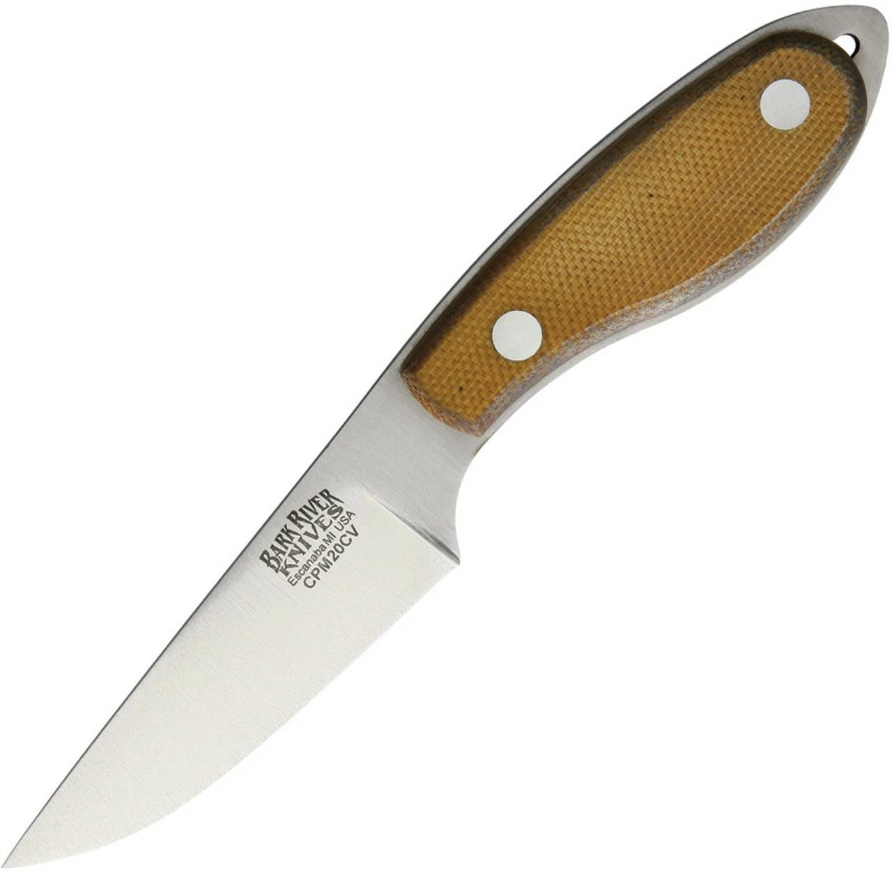Bark River 07072MNC Caper Necker, 3.1" CPM-20CV Plain Blade, Natural Canvas Micarta Handle 1 Bark River 07072MNC Caper Necker, 3.1" CPM-20CV Plain Blade, Natural Canvas Micarta Handle