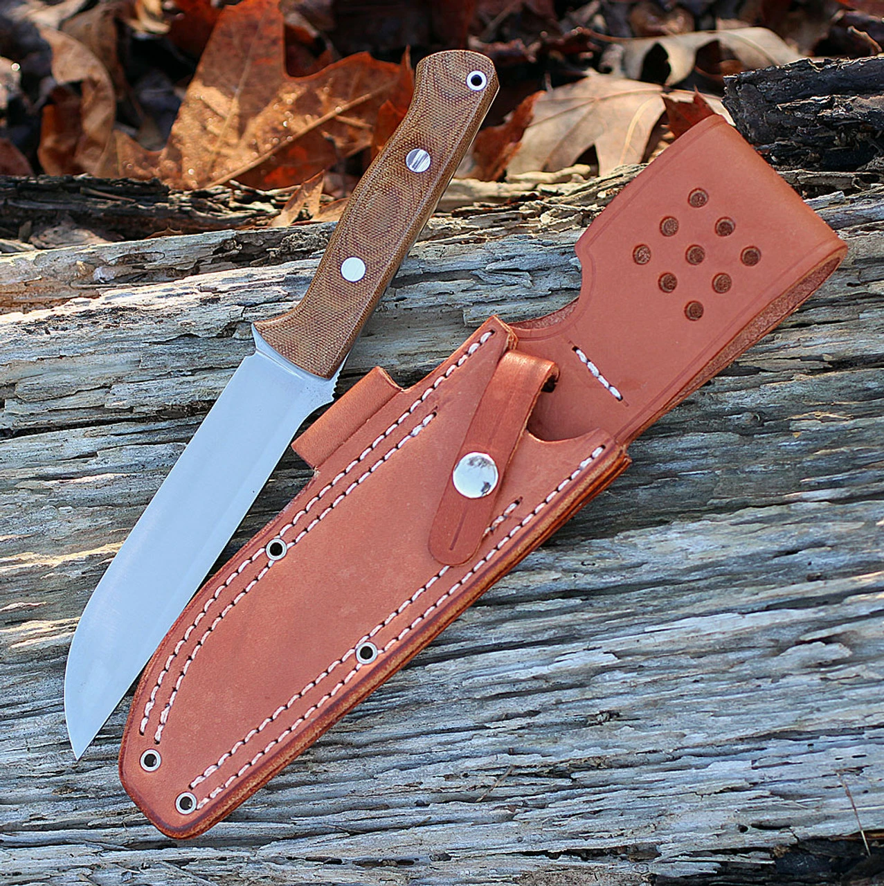 Bark River 113MNC Bravo 1.5, 5.8" A-2 Plain Blade, Natural Canvas Micarta Handle 3 Bark River 113MNC Bravo 1.5, 5.8" A-2 Plain Blade, Natural Canvas Micarta Handle - Image 3