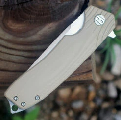 Bestech G01C Lion, 3.5" D2 Plain Blade, Beige G-10 Handle -Knifeworks Sales Shop bg01c.3 56261.1566585966