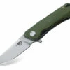 Bestech BTKG10B2 Thron, 3.0" Sandvick 12C27 Stonewash Plain Blade, Green G-10 Handle