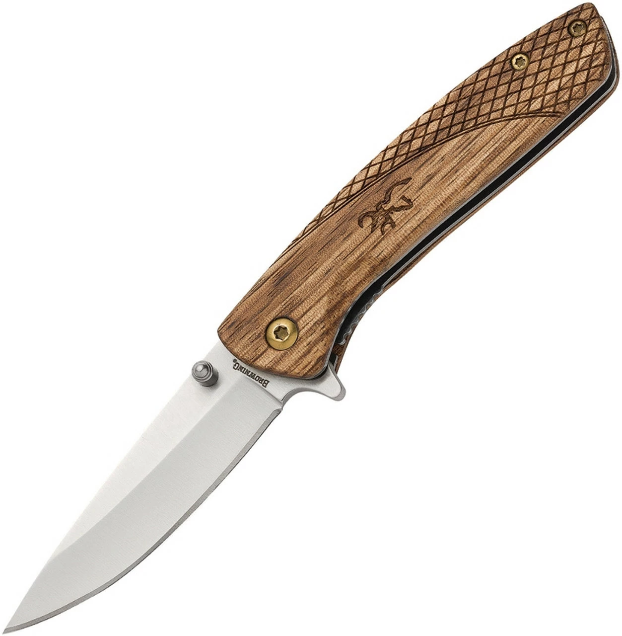 Browning Pursuit Linerlock, BR0007, 2.5" 7Cr17MoV Stainless Drop Point Blade, Wood Handle 1 Browning Pursuit Linerlock, BR0007, 2.5" 7Cr17MoV Stainless Drop Point Blade, Wood Handle