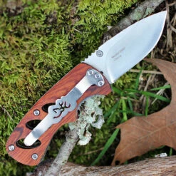 Browning Small Cocobolo Linerlock, 2" 440 Plain Blade, Cocobolo Wood Handle -Knifeworks Sales Shop br0097.2 14130.1566585956