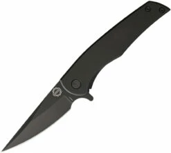 Burnside Strauss, 3.2" Black D2 Plain Blade, Black Titanium Handle