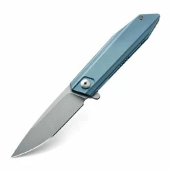 Bestech Shogun BT1701B, 3.54" CPM-S35VN Stonewash Plain Blade, Blue Titanium Handle