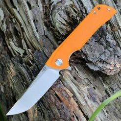 Bestech Paladin BG13C-1, 3.54" D2 Steel Stonewash Plain Blade, Orange G-10 Handle