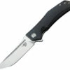 Bestech Knives Scimitar, BG05A-1, Flipper Knife, 3.75" D2 Plain Blade, Black G-10 Handle