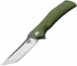 Bestech G05B2 Scimitar, 3.75" D2 Plain Blade, Green G-10 Handle