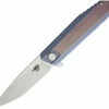 Bestech BT1701D Shogun, 3.54" CPM-S35VN Stonewash Plain Blade, Blue/Bronze Titanium Handle