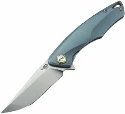 Bestech T1707B Dolphin, 3.54" CPM-S35VN Plain Blade, Blue Titanium Handle