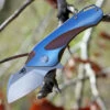 Bestech T1710B Imp, 2" CPM-S35VN Plain Blade, Blue Titanium Handle W/Bronze Inlay