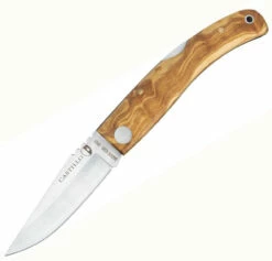 Castillo Knives Navaja Lockback Folding, C1OLW, 3" Satin Sandvik 14C28N Blade, Olivewood Handle