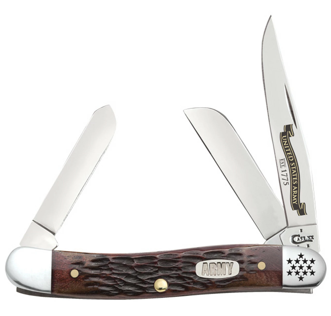 Case 15026 US Army Medium Stockman, Rogers Jigged Walnut Bone Handle (6318 SS) 1 Case 15026 US Army Medium Stockman, Rogers Jigged Walnut Bone Handle (6318 SS)