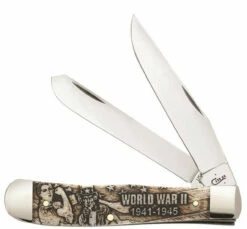 Case 22030 Trapper-WWII-Natural Bone Handle With Amber Color Wash
