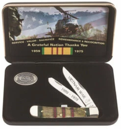 Case 22040 Vietnam War Trapper Gift Set, Smooth Natural Bone Handle (6254 SS)