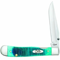 Case 25594 Kickstart A/O Trapperlock, Caribbean Blue Bone With Pocket Clip (6154AC SS)