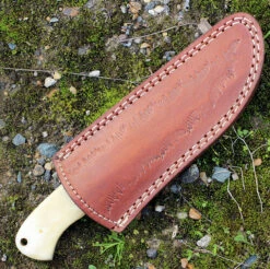 Damascus 1068 Skinner, 3.75" Damascus Plain Blade, Smooth White Bone Handle -Knifeworks Sales Shop dm1068 1 95569.1566585944