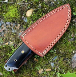 Damascus 1128HN Fixed Blade, 3.5" Damascus Plain Blade, Buffalo Horn Handle -Knifeworks Sales Shop dm1128hn 1 71795.1566585965