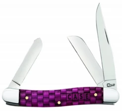 Case Medium Stockman 15509 Basket Weave Merlot Bone Handle ( 6318 SS)
