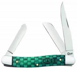 Case Medium Stockman 15503 Basket Weave Turquoise Bone Handle ( 6318 SS)