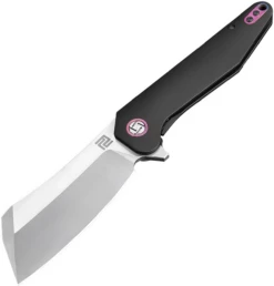 Artisan Osprey ATZ1803GBKM, 3.74" M390 Plain Blade, Black TC4 Titanium Handle