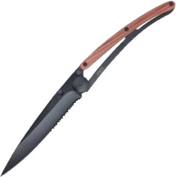 Deejo Black 37G, 3.75" 420 SS Blade, Coralwood/Titanium Handle