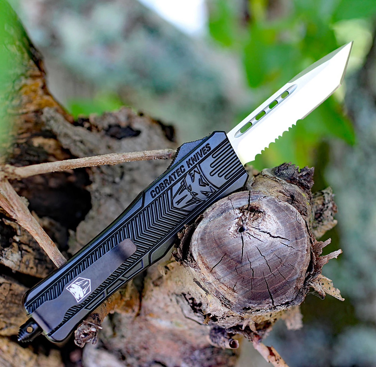 CobraTec Knives MBCTK-1MTS Medium CTK-1 Black, 3.0" D2 Steel Tanto Serrated Blade, Aluminum Handle 2 CobraTec Knives MBCTK-1MTS Medium CTK-1 Black, 3.0" D2 Steel Tanto Serrated Blade, Aluminum Handle - Image 2