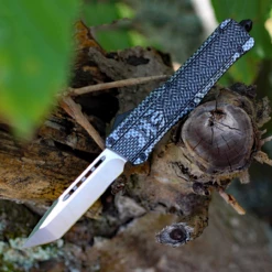 CobraTec Knives LCFCTK-1LTNS Large CTK-1 Carbon Fiber Wrap, 3.75" D2 Steel Tanto Blade, Aluminum Handle