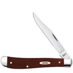 Case Slimline Trapper CA11796, 4 1/8" Clip Blade, Smooth Brown Synthetic Handle