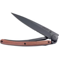 Deejo Black 37G, 3.75" 420 SS Blade, Coralwood/Titanium Handle -Knifeworks Sales Shop image 86040.1572881156