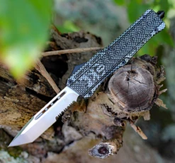 CobraTec Knives LCFCTK-1LTS Large CTK-1 Carbon Fiber Wrap, 3.75" D2 Steel Tanto Serrated Blade, Aluminum Handle