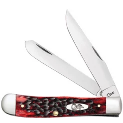 Case 27380 Trapper, 4 1/8" Clip And Spey Blades, Crimson Peach Seed Jig Bone Handle (6254SS)