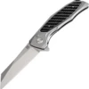Artisan Falcon ATZ1809PGCF, 3.94" D2 Plain Blade, Gray Aluminum/Carbon Fiber Handle