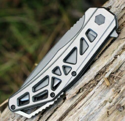 CRKT K330GGP Gusset, 3.5" 8Cr13MoV Plain Blade, Stainless Handles -Knifeworks Sales Shop k330ggp.3 95872.1566585937