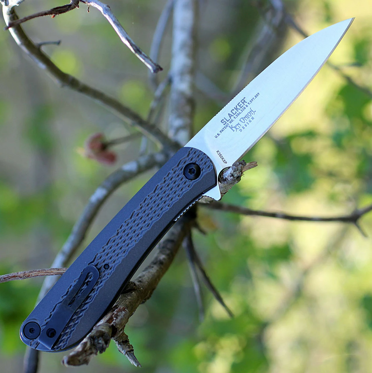 CRKT Slacker Folding Knife - Blk Checkered Alum. (3.25" Satin) K350KXP 2 CRKT Slacker Folding Knife - Blk Checkered Alum. (3.25" Satin) K350KXP - Image 2