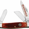Case 13173 US Marine Corps Large Stockman, Peach Seed Jigged Dark Red Bone Handle (6375 SS)
