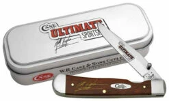 Case XX Matt Huges Trapperlock, SS, Smooth Chestnut Bone Handle, Gift Tin