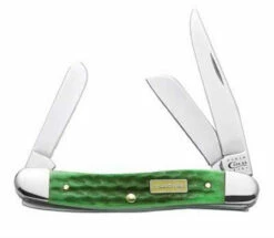 Case 15706 John Deere Medium Stockman, Corn Cob Jigged Bright Green Bone Handle (6318 SS)