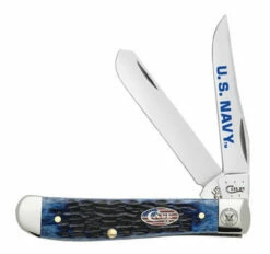 Case 22551 Navy Mini Trapper, Rogers Jigged Navy Blue Bone Handle (6207 SS)