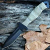 Dawson Knives, 4 In. Raider 5160 Black Cerakote Finish Fixed Blade, Green Micarta Handle