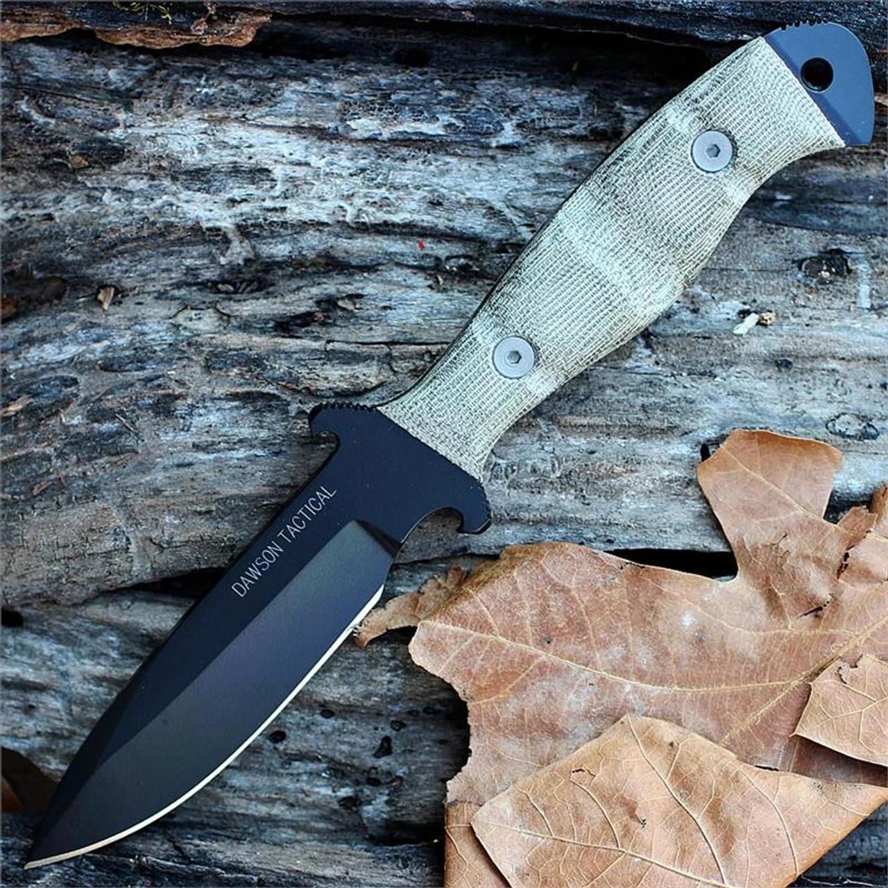 Dawson Knives, 4 In. Raider 5160 Black Cerakote Finish Fixed Blade, Green Micarta Handle 1 Dawson Knives, 4 In. Raider 5160 Black Cerakote Finish Fixed Blade, Green Micarta Handle