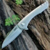 CRKT 6130 Jettison, Satin Plain Blade, Stonewash Stainless Steel, Frame Lock