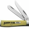 Case 8850 Religious Sayings Mini Trapper, "John 3:16", Smooth Yellow Synthetic Handle (3207 SS)