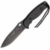 Aitor 16129 Crow Black, 4.5" Coated SS Plain Blade, Fenolgraf Handles, Leather Sheath