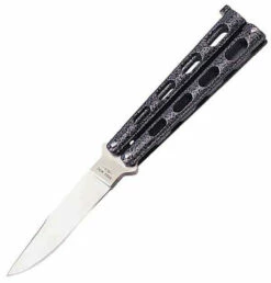 Bear & Son BC113 Butterfly, 4" Closed, SS Plain Blade, Silver Vein Handles