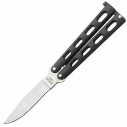 Bear & Son BC113B Butterfly, 4" Closed, SS Plain Blade, Black Epoxy Coated Handles