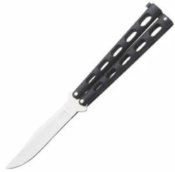 Bear & Son BC114B Butterfly, 5" Closed, SS Plain Blade, Black Epoxy Coated Handles